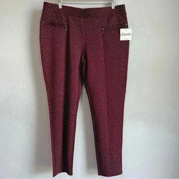 Classic Concepts Los Angeles Women’s Zippered Maroon Stretch Pants Size 2XL NWT - Picture 1 of 11